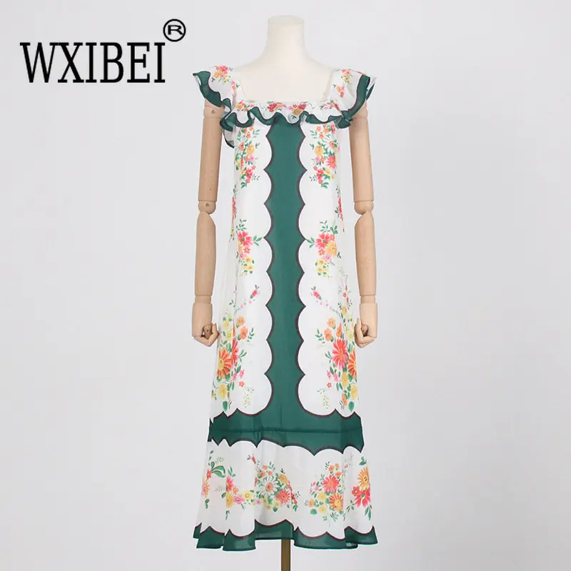 WXIBEI 2023 Summer Ruffles Square Neck Long Dress Women's Vintage Print Colorblock Back Bandage Fashion High Waist Dresses FC554
WXIBEI 2023 Summer Ruffles Square Neck Long Dress Women's Vintage Print Colorblock Back Bandage Fashion High Waist Dresses FC554