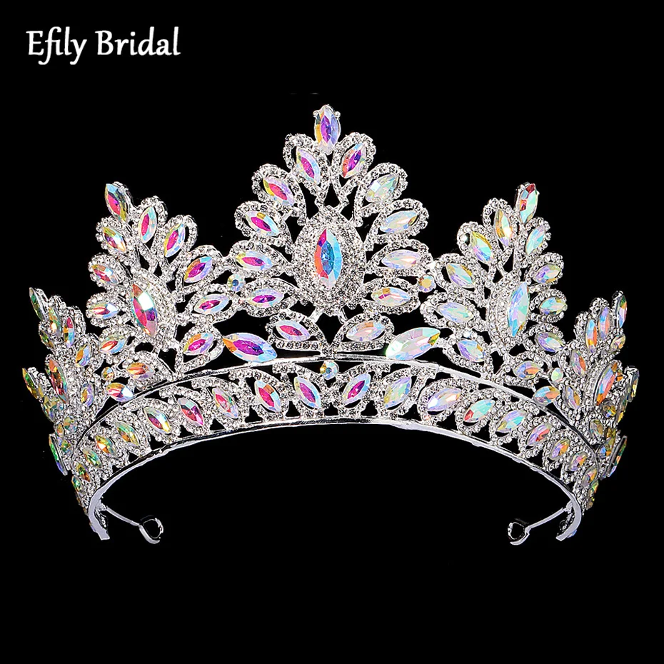 

Efily Роскошная искусственная Свадебная повязка на голову в стиле барокко, украшения для волос с кристаллами, аксессуары для невесты, головной убор, королевская диадема