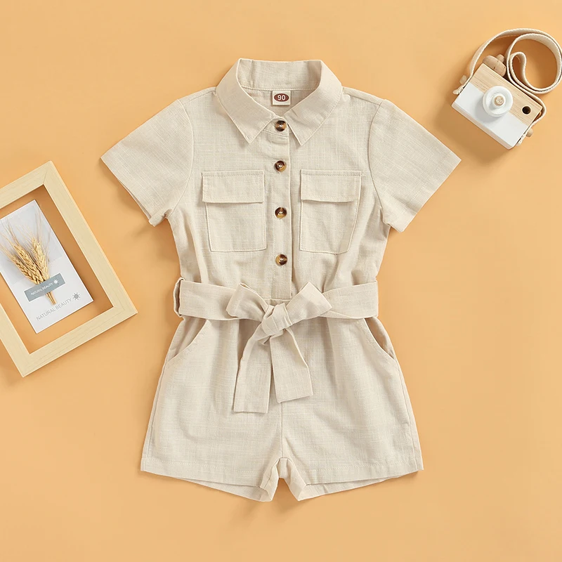 1-6T Kids Baby Girls Casual Romper Children Toddler Solid Color Short Sleeve Button-Down Lapel Bodysuit with Belt for Girls
1-6T Kids Baby Girls Casual Romper Children Toddler Solid Color Short Sleeve Button-Down Lapel Bodysuit with Belt for Girls