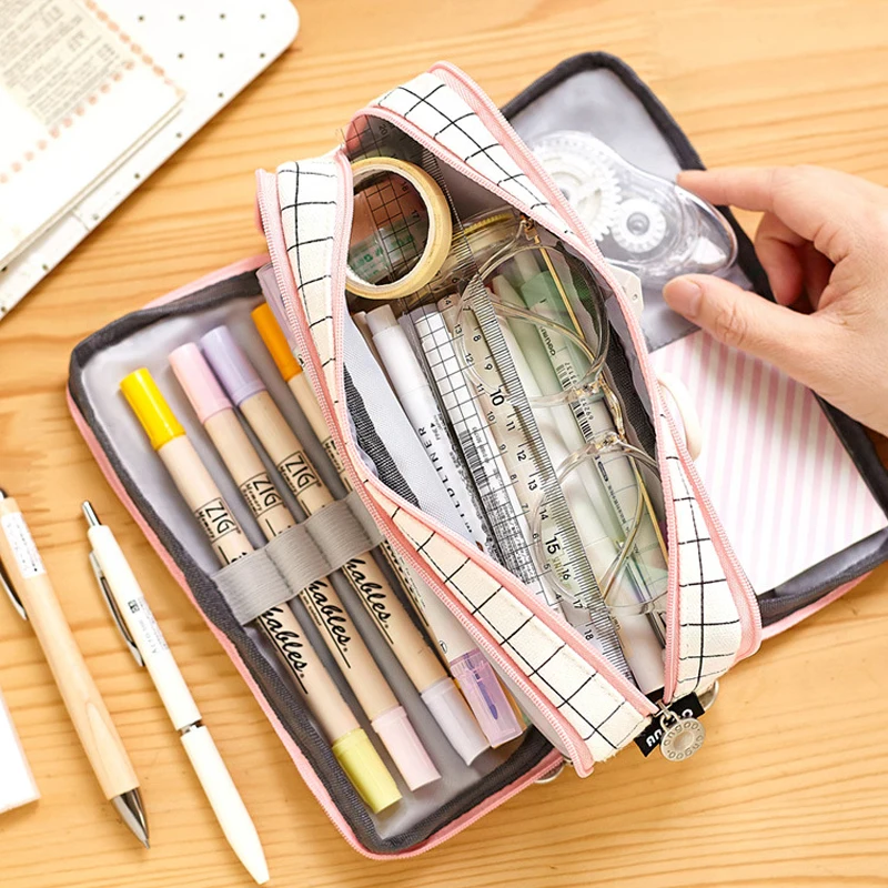 Large Capacity Pencil Case Grid Canvas Pencilcase Student Pen Holder Supplies Pencil Bag School Box Pouch Stationery
Large Capacity Pencil Case Grid Canvas Pencilcase Student Pen Holder Supplies Pencil Bag School Box Pouch Stationery