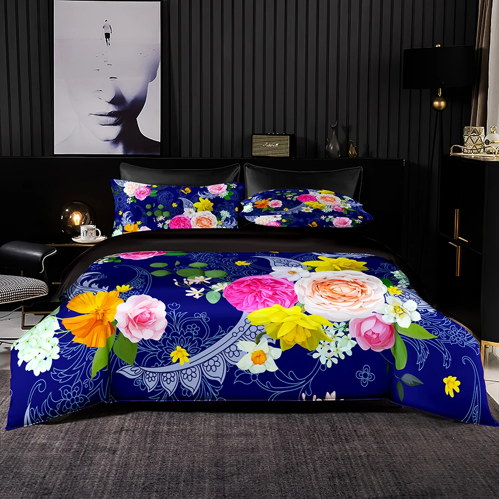 Indigo Blue Bedding Set White Hook Flower Duvet Cover and Pillowcase Pink Yellow Roses Quilt Cover Queen King Bed Size Accessory
Indigo Blue Bedding Set White Hook Flower Duvet Cover and Pillowcase Pink Yellow Roses Quilt Cover Queen King Bed Size Accessory