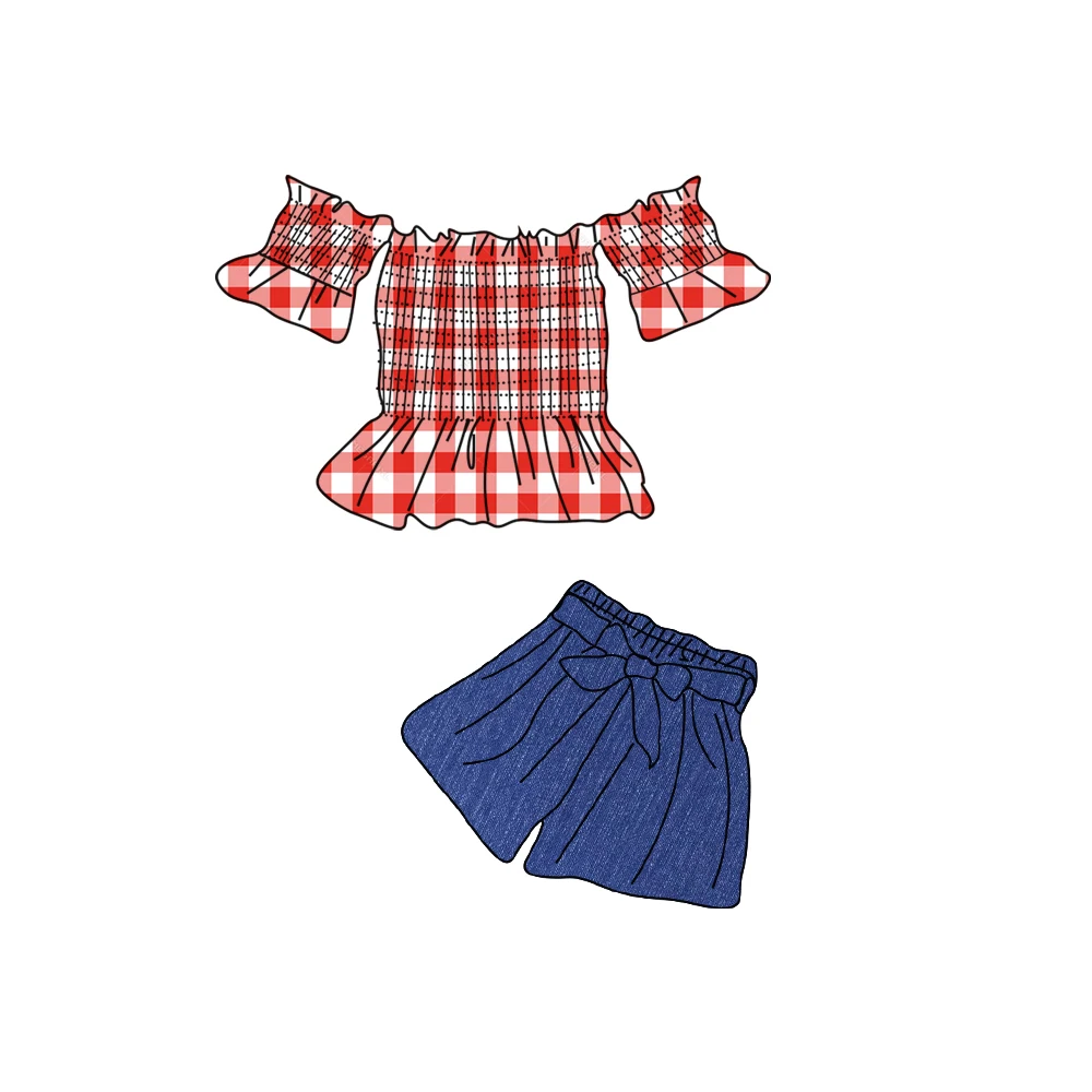 Wholesale girls clothes summer boutique short sleeve red white plaid 2 piece set little girls outfits
Wholesale girls clothes summer boutique short sleeve red white plaid 2 piece set little girls outfits