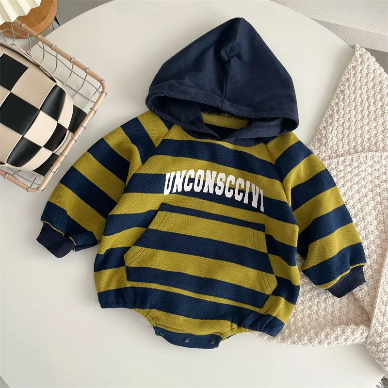 Keep Your Little Man Fashionable Baby Boys Letter Print Clothes including a Hooded Striped Bodysuit for Spring and Autumn
Keep Your Little Man Fashionable Baby Boys Letter Print Clothes including a Hooded Striped Bodysuit for Spring and Autumn