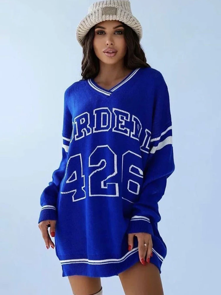 Women Loose V Neck Knitted Pullover Sweater Japanese Letter Striped Patchwork Oversize Knitted Sweaters Jumper Autumn Winter
Women Loose V Neck Knitted Pullover Sweater Japanese Letter Striped Patchwork Oversize Knitted Sweaters Jumper Autumn Winter