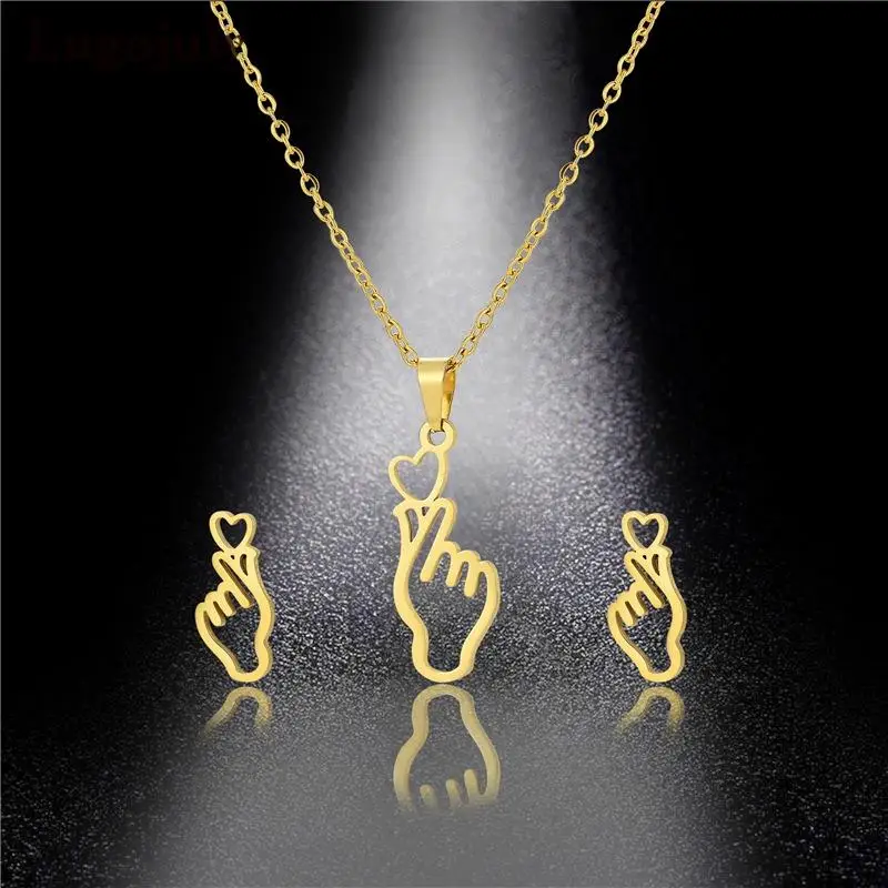Fashion Jewelry Titanium Steel Women Hand Earring Necklace Set For Women Girl Anniversary Party Jewelry Gifts TGS060
Fashion Jewelry Titanium Steel Women Hand Earring Necklace Set For Women Girl Anniversary Party Jewelry Gifts TGS060