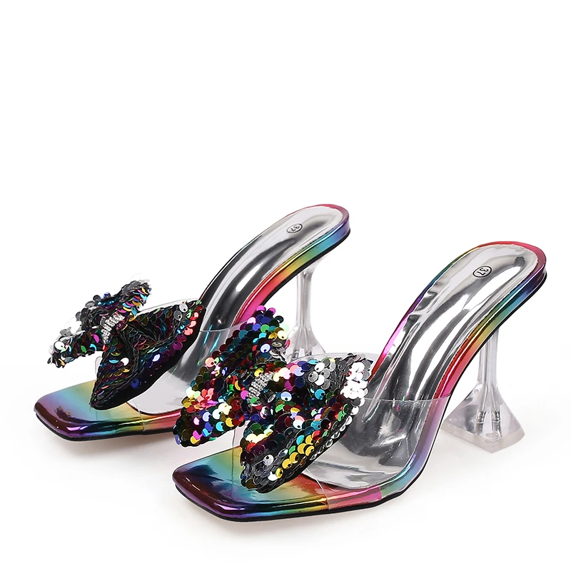 Transparent PVC Crystal Clear Heeled Women Slippers Fashion Fish Scales Bow High Heels Female Mules Slides Summer Sandals Shoes
Transparent PVC Crystal Clear Heeled Women Slippers Fashion Fish Scales Bow High Heels Female Mules Slides Summer Sandals Shoes