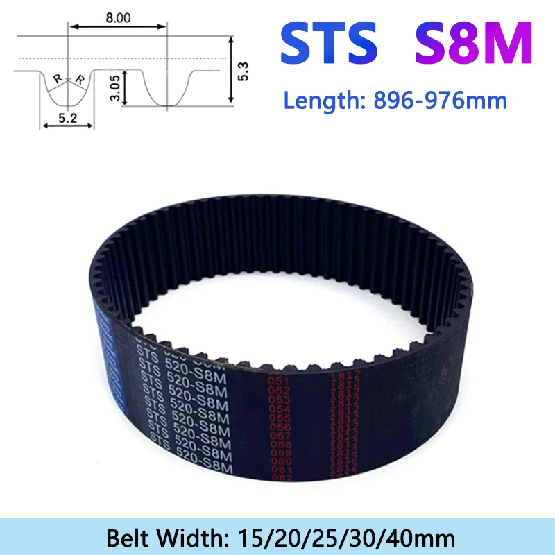 

Синхронный ремень ГРМ STS S8M, с замкнутым контуром, приводной ремень, длина 896, 994, 912, 920, 928, 936, 944-952 мм, ширина 15, 20, 25, 30, 40 мм, 1 шт.