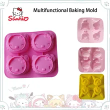 Sanrio Hello Kitty Kuromi Silica Gel Popsicle Mold Heat Safe Cake Epoxy Pudding Multifunction Creativity Modeling Friend Gift