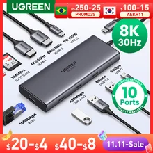 UGREEN Dual HDMI USB HUB 8K HDMI Adapter 10 in 1 Splitter with RJ45 USB 3.0 PD 100W Dock for MacBook Pro Air M2 M1 USB C HUB