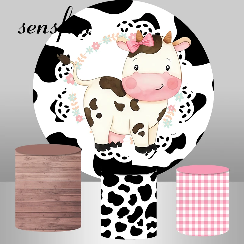 Cow Round Backdrop Pink White Black Kids Newborn Baby Shower Farm Birthday Party Wood Background Cylinder Covers
Cow Round Backdrop Pink White Black Kids Newborn Baby Shower Farm Birthday Party Wood Background Cylinder Covers