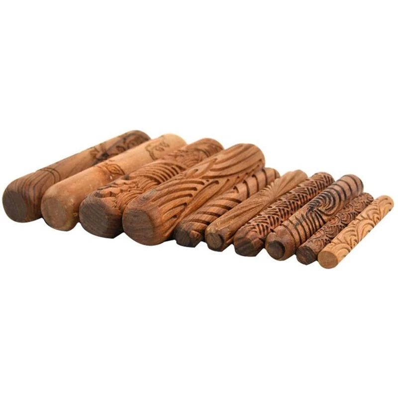 New Pottery Tools,Wooden Handle Rollers Clay Modeling Pattern Rollers Kit Pottery Tools Set With Assorted Patterns 10Pcs
New Pottery Tools,Wooden Handle Rollers Clay Modeling Pattern Rollers Kit Pottery Tools Set With Assorted Patterns 10Pcs