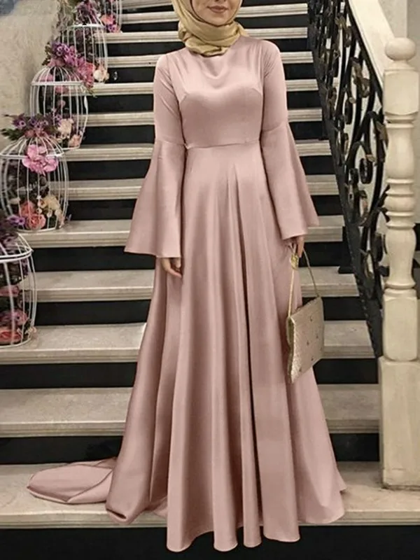 Spring Muslim Women Dress Flare Sleeve O-Neck Solid Abaya Kaftan Sundress Femme Fashion Casual Dubai Abaya Robe 2023
Spring Muslim Women Dress Flare Sleeve O-Neck Solid Abaya Kaftan Sundress Femme Fashion Casual Dubai Abaya Robe 2023