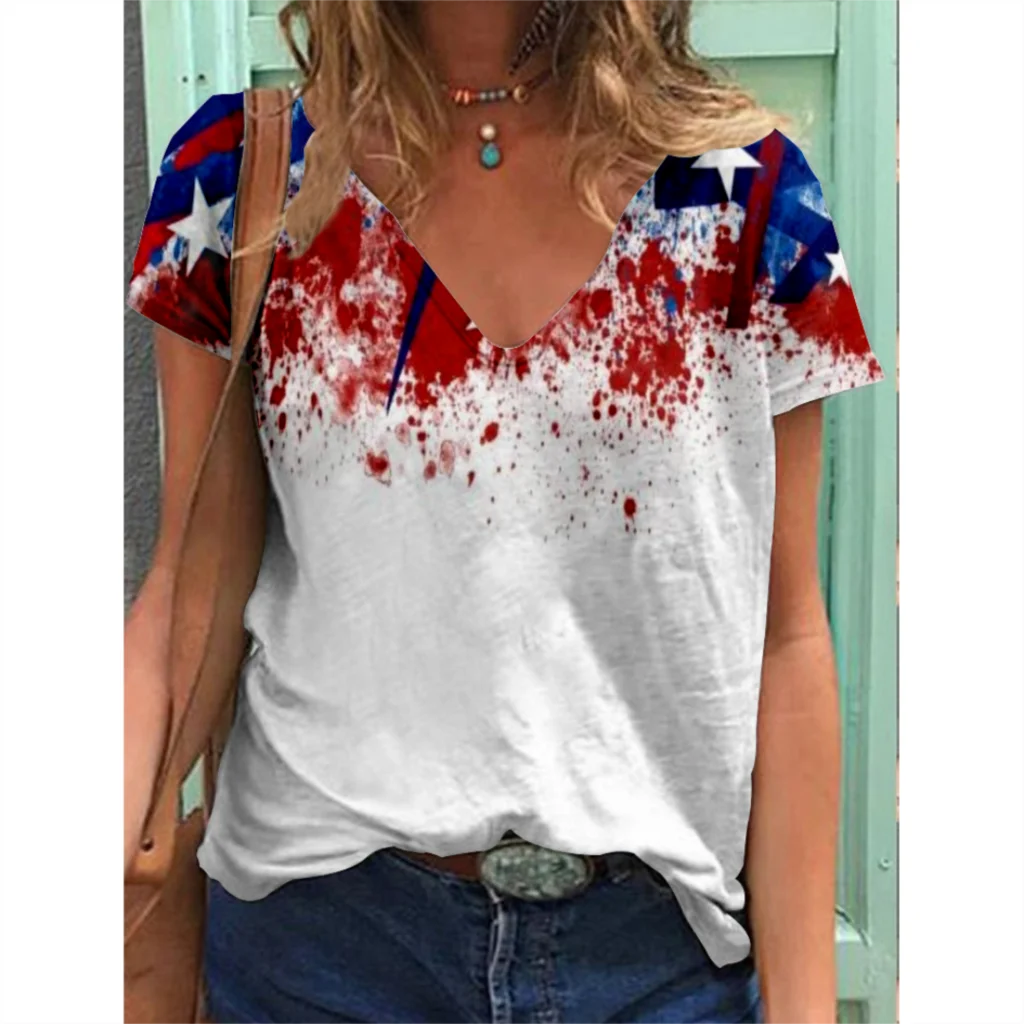 2022 new summer top fashion women's T-shirt eye-catching V-neck short sleeve 3D printed T-shirt comfortable and breathable
2022 new summer top fashion women's T-shirt eye-catching V-neck short sleeve 3D printed T-shirt comfortable and breathable