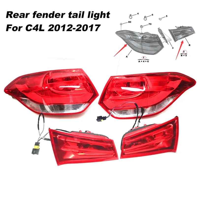 Outer Right Taillight Assembly Rear Fender Taillight 9676563680 for Citroen C4L 2012-2017
Outer Right Taillight Assembly Rear Fender Taillight 9676563680 for Citroen C4L 2012-2017