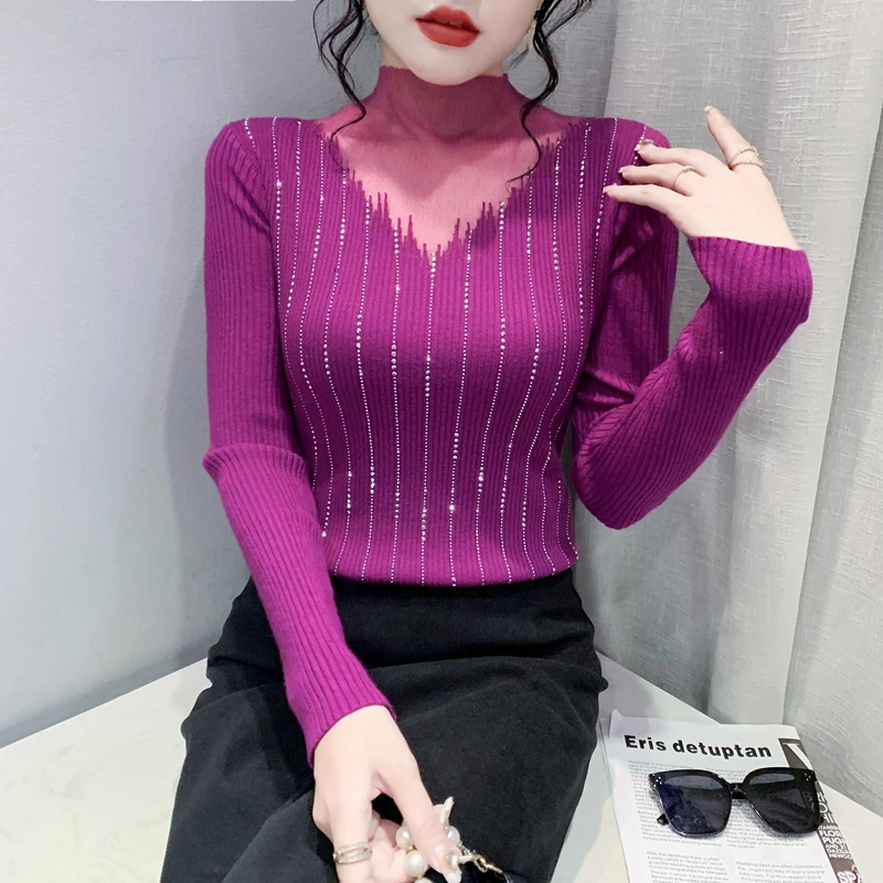 Autumn Solid Color Beautiful Diamond-Studded Hollow Stand-Up Collar Women'S Comfortable Long-Sleeved Bottoming Knitted Sweater
Autumn Solid Color Beautiful Diamond-Studded Hollow Stand-Up Collar Women'S Comfortable Long-Sleeved Bottoming Knitted Sweater
