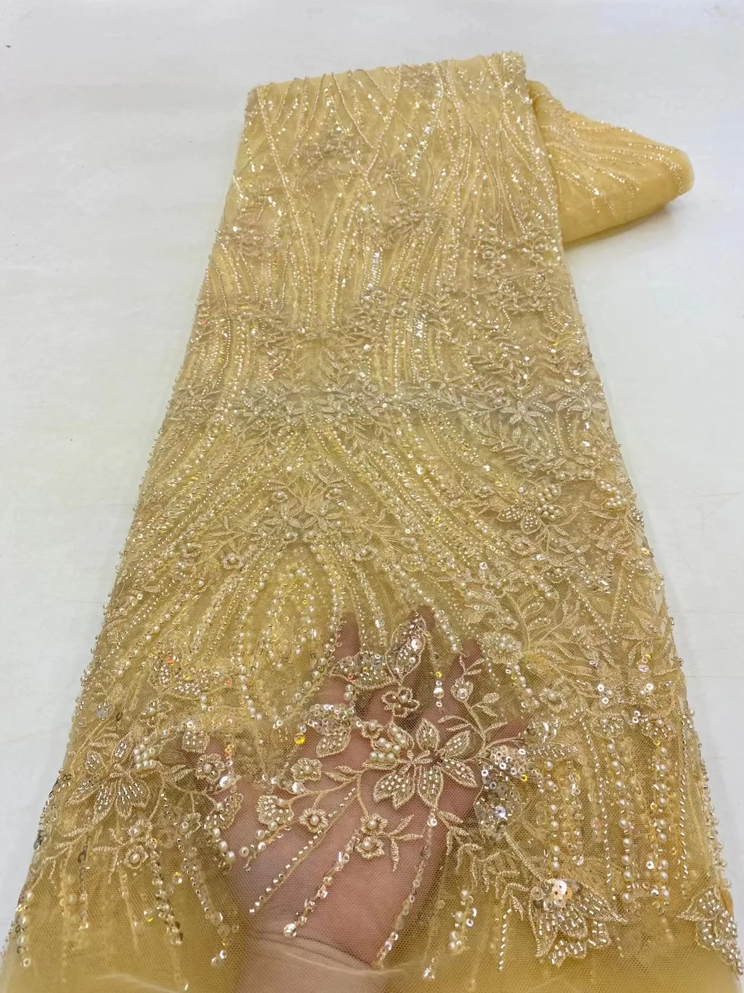 Fashion Luxury Nigerian Tulle Beads Sequins Lace Fabric African Handmade Pearls Embrioidery Fabric For Bride Dinner Dresses Sew
Fashion Luxury Nigerian Tulle Beads Sequins Lace Fabric African Handmade Pearls Embrioidery Fabric For Bride Dinner Dresses Sew