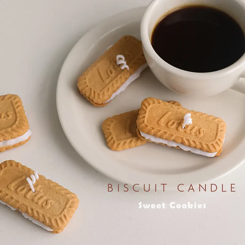 

Cute Handmade Biscuit Cookie Candle Scented Candle Aromatherapy Soy Wax Candle Wedding Birthday Candles Party Home Decoration