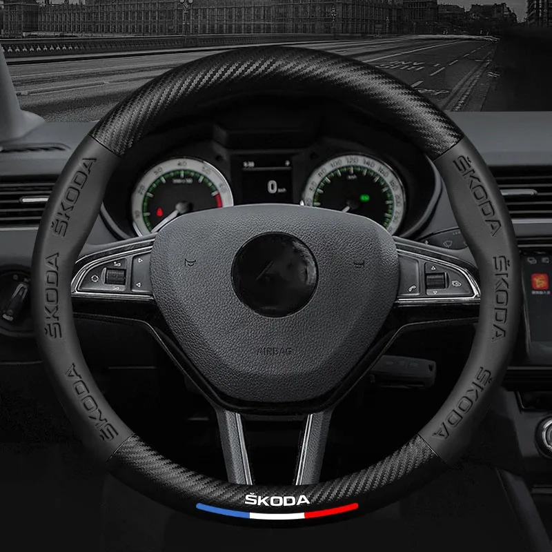 Carbon Fiber Car Steering Wheel Cover Suitable For Skoda Octavia FABIA KAMIQ KAROQ KODIAQ RAPID SCALA Leather Steering Cover
Carbon Fiber Car Steering Wheel Cover Suitable For Skoda Octavia FABIA KAMIQ KAROQ KODIAQ RAPID SCALA Leather Steering Cover
