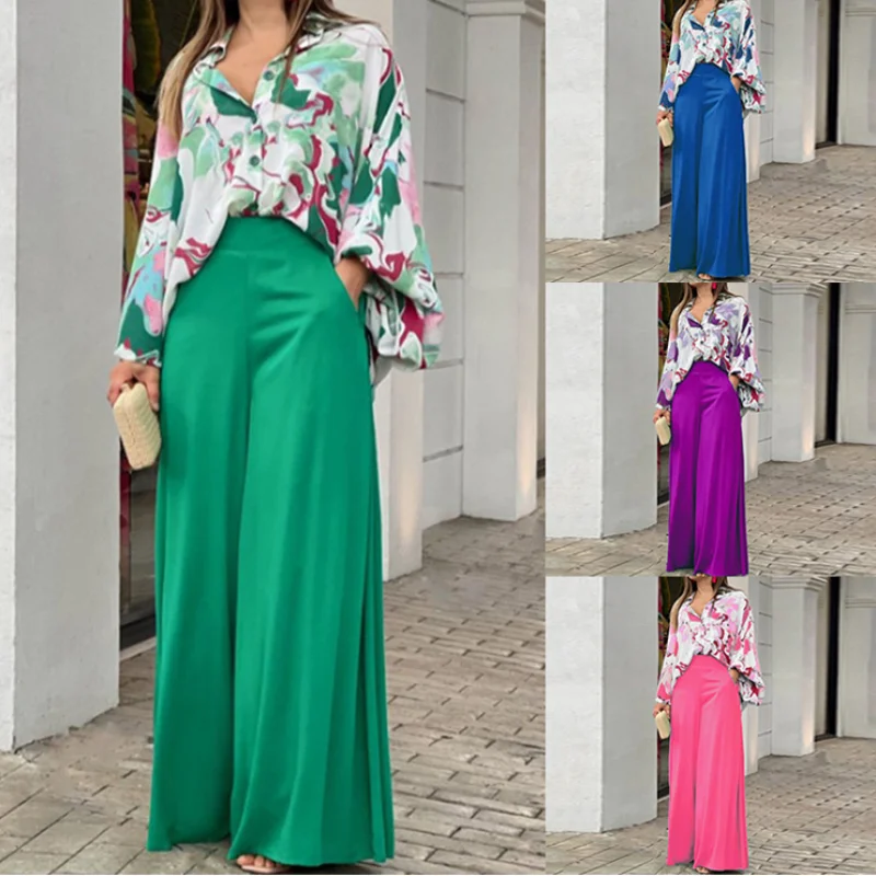 2023 New European and American Women's New Print Casual Suit Loose Large Polo Shirt High Waist Wide Leg Pants 2 Piece Set
2023 New European and American Women's New Print Casual Suit Loose Large Polo Shirt High Waist Wide Leg Pants 2 Piece Set