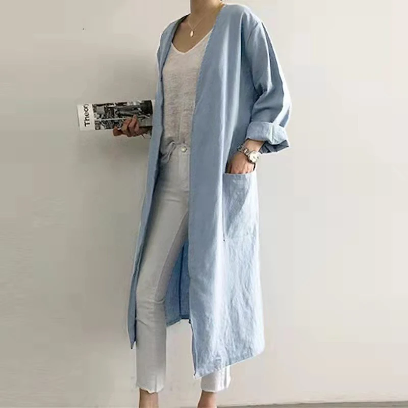 Lucyever V Neck Long Trench Coats Women 2022 Thin Loose Long Sleeve Cardigan Woman Vintage Pockets Solid Color Coat Female
Lucyever V Neck Long Trench Coats Women 2022 Thin Loose Long Sleeve Cardigan Woman Vintage Pockets Solid Color Coat Female