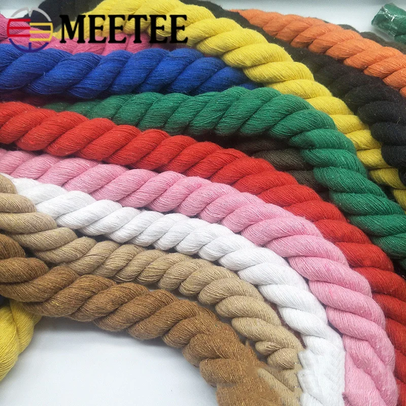 10Meters Meetee 5/8/10/12/20mm Colored Cotton Rope Three-strand Twisted Cord for Home Decoration Ropes DIY Sewing Accessories
10Meters Meetee 5/8/10/12/20mm Colored Cotton Rope Three-strand Twisted Cord for Home Decoration Ropes DIY Sewing Accessories