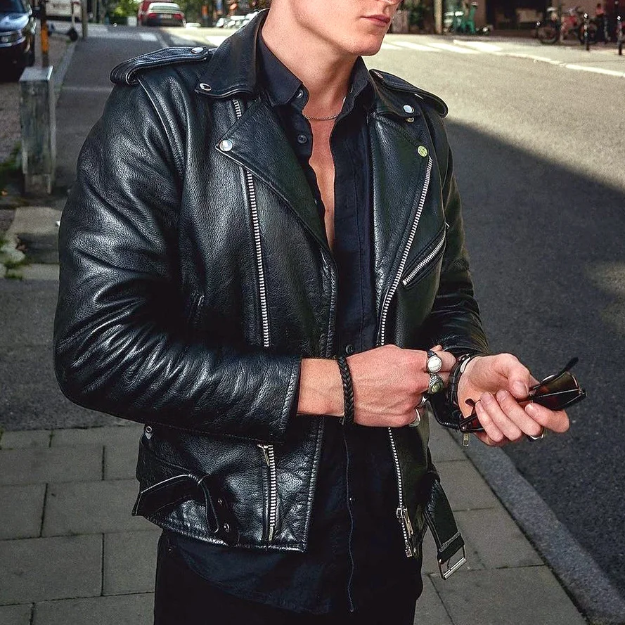 Autumn Perfecto Oblique Zipper Men's Fashion Genuine Leather Motorcycle Jacket 100% Natural Black Biker Rider Cowhide Male Coat
Autumn Perfecto Oblique Zipper Men's Fashion Genuine Leather Motorcycle Jacket 100% Natural Black Biker Rider Cowhide Male Coat