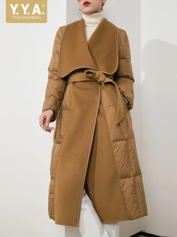 Elegant Winter Office Ladies Down Coat Fashion Belt Patchwork Woolen Overcoat High Street Slim Fit Thick Warm Women Trench Coat
Elegant Winter Office Ladies Down Coat Fashion Belt Patchwork Woolen Overcoat High Street Slim Fit Thick Warm Women Trench Coat