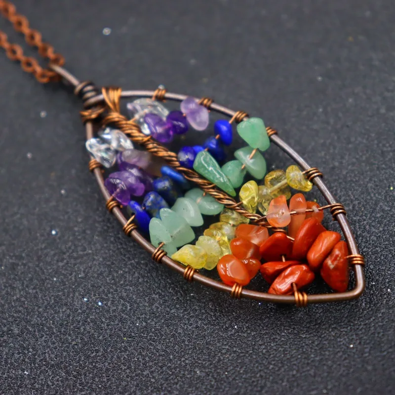 6PCS/LOT Natural Gravel Stone Necklace Bronze Wire Wrap Life of Tree Energy Pendulum Pendant Necklace Energy Jewelry Wholesales
6PCS/LOT Natural Gravel Stone Necklace Bronze Wire Wrap Life of Tree Energy Pendulum Pendant Necklace Energy Jewelry Wholesales