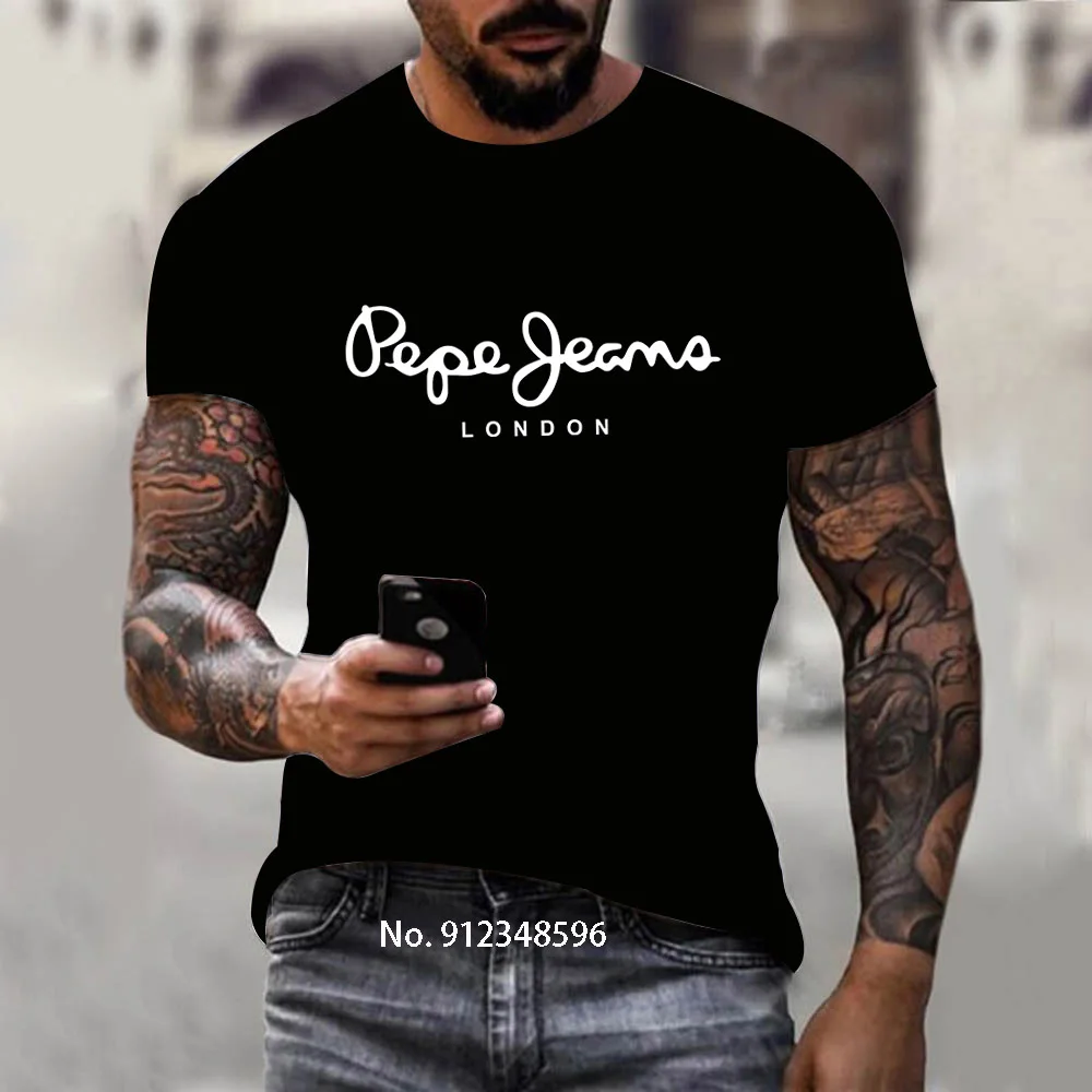 

2023 Newest Pepe-Jeans-London Logo T-Shirt Summer Men's /Women's Short Sleeve Popular Tees Shirt Tops Unisex