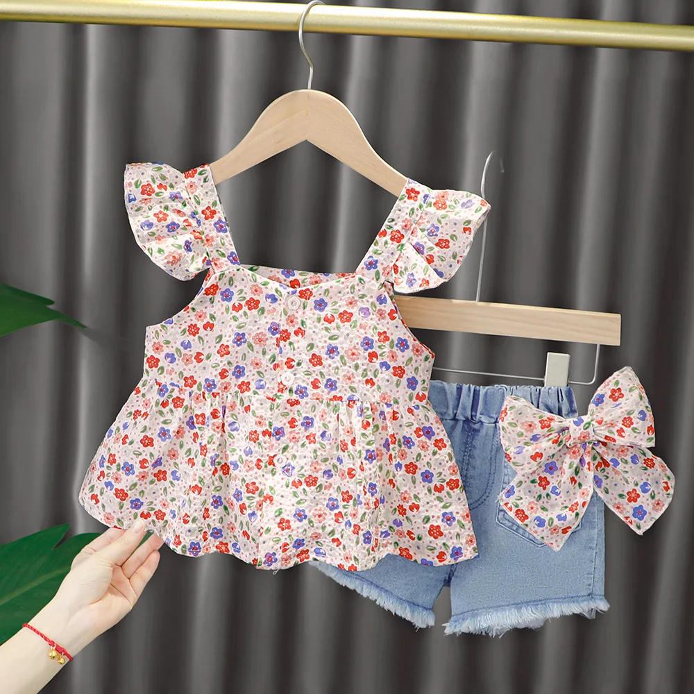 Newborn Baby Girl Clothes Sets Floral Sling Shirt + Bow Denim Shorts Summer Infant Fashion Birthday Outfit Suit
Newborn Baby Girl Clothes Sets Floral Sling Shirt + Bow Denim Shorts Summer Infant Fashion Birthday Outfit Suit