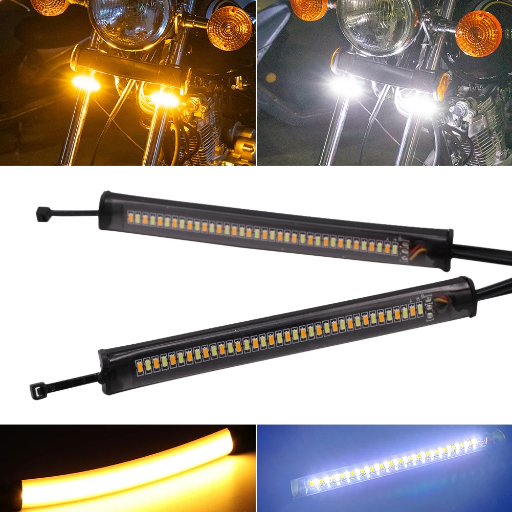 1Pair Universal Motorcycle LED Light Bar Turn Signal DRL 36LED 12V Two-color Flowing Water Daytime Running Light Front Fork Lamp
1Pair Universal Motorcycle LED Light Bar Turn Signal DRL 36LED 12V Two-color Flowing Water Daytime Running Light Front Fork Lamp