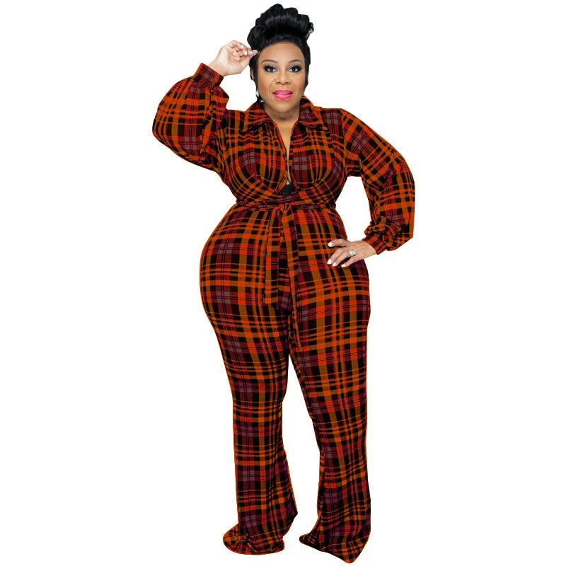 Plus Size Women's Jumpsuit 2022 Autumn New Fashion Lantern Long Sleeve Jumpsuits Casual Plaid Print Lapel Belt Jumpsuit For Lady
Plus Size Women's Jumpsuit 2022 Autumn New Fashion Lantern Long Sleeve Jumpsuits Casual Plaid Print Lapel Belt Jumpsuit For Lady