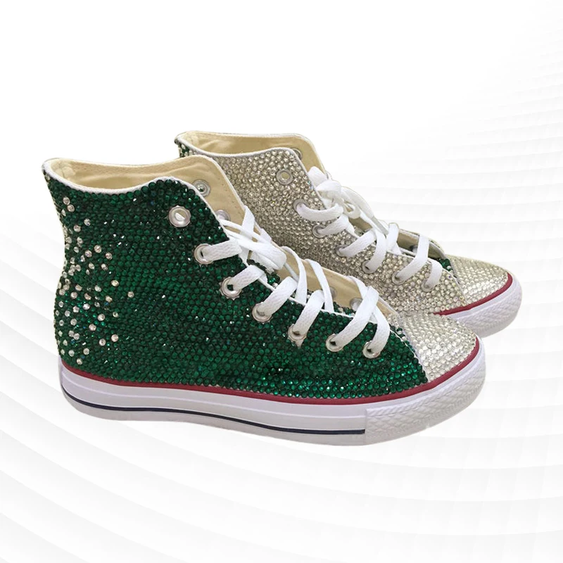 Fashion trend handcrafted custom design feeling green white rhinestone all small crowd canvas shoes trend individual flat shoes
Fashion trend handcrafted custom design feeling green white rhinestone all small crowd canvas shoes trend individual flat shoes