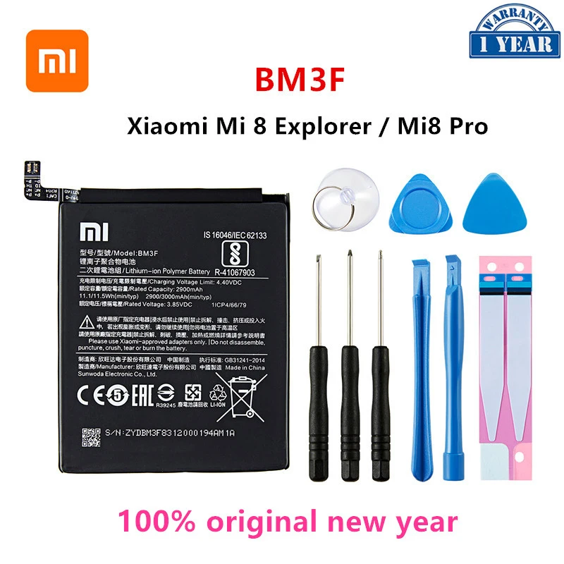 Xiao mi 100% Orginal BM3F 3000mAh Battery For Xiaomi 8 Mi 8 Explorer/Mi8 Pro BM3F Phone Replacement Batteries +Tools 
Xiao mi 100% Orginal BM3F 3000mAh Battery For Xiaomi 8 Mi 8 Explorer/Mi8 Pro BM3F Phone Replacement Batteries +Tools