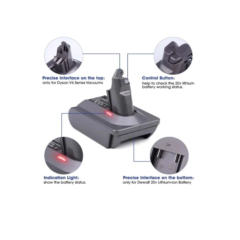 Durable 6000mAh DW18V6 Battery Adapter For Dewalt 18V Li-ion Battery Convert For Dyson Vacuum Cleaner Power Tools Parts
Durable 6000mAh DW18V6 Battery Adapter For Dewalt 18V Li-ion Battery Convert For Dyson Vacuum Cleaner Power Tools Parts