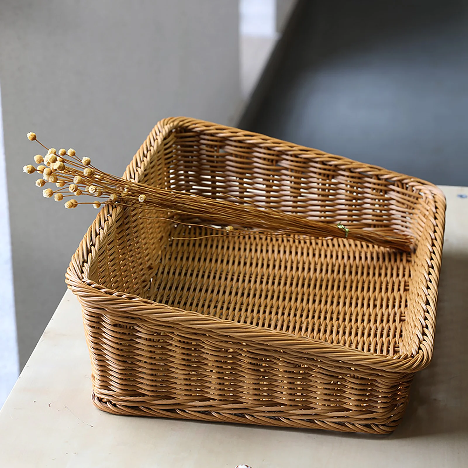 Artificial Rattan Woven Storage Basket Tray Food Fruit Bread Snack Plate Bathroom Living Room Home Cosmetic Sundries Basket
Artificial Rattan Woven Storage Basket Tray Food Fruit Bread Snack Plate Bathroom Living Room Home Cosmetic Sundries Basket