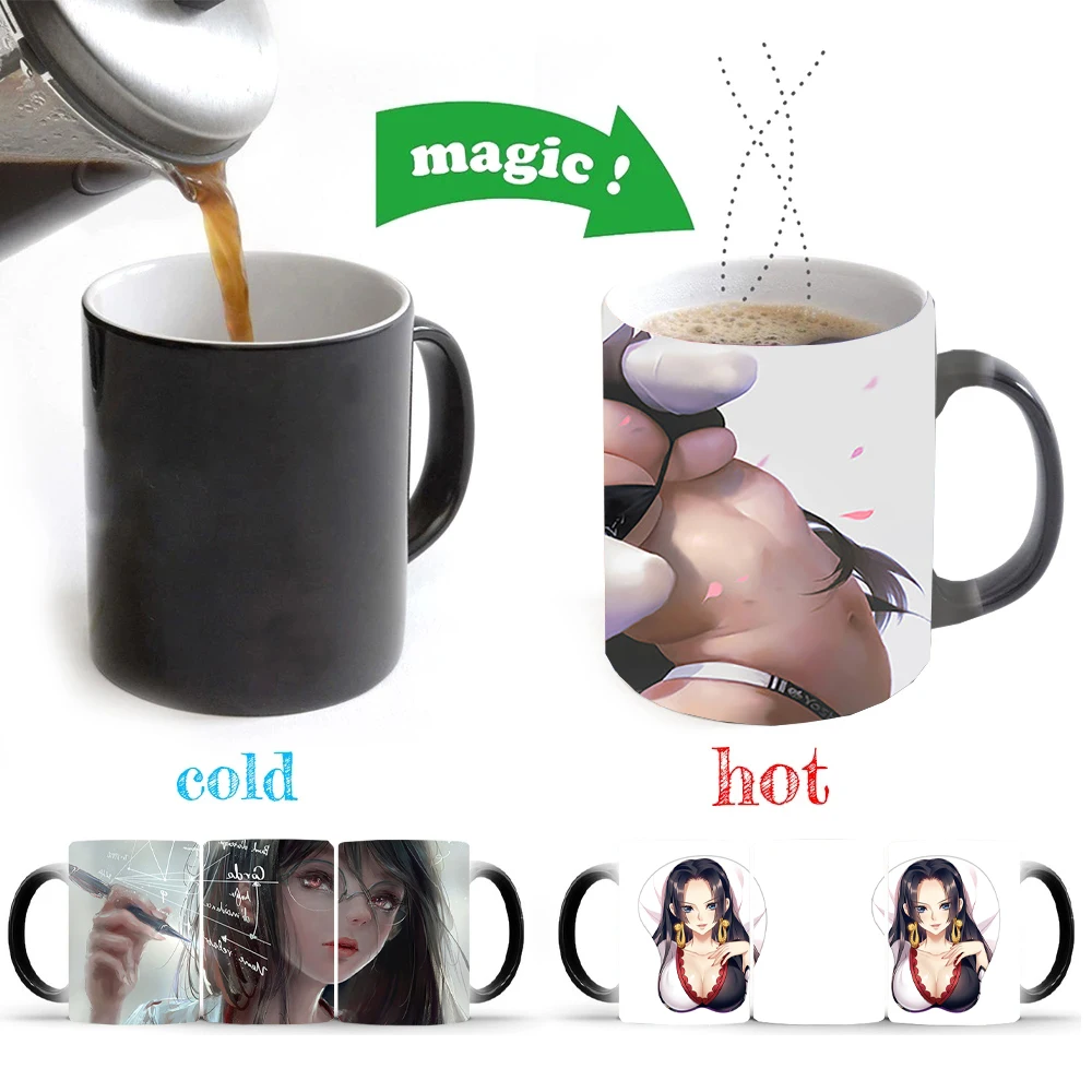 

Термочувствительная реактивная керамическая чашка, меняющая чашки, кофейные кружки, необычная волшебная кружка Kawaii Girl, посуда для напитков, чашки для кофе и чая, пива