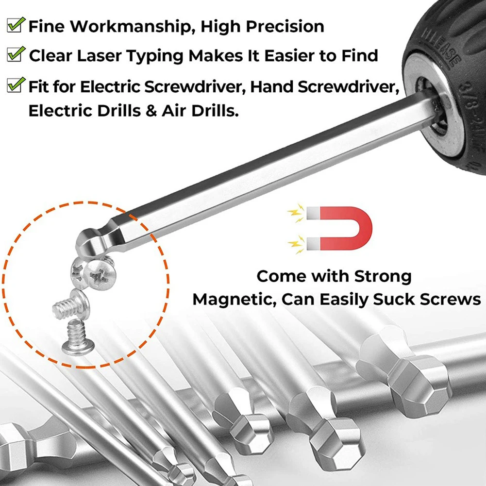 4pcs 150mm Ball End Screwdriver Bit Ball Head Hexagon Screwdriver Drill Magnetic Alloy Steel ScrewDriver Bits Hand Tools H3-H6
4pcs 150mm Ball End Screwdriver Bit Ball Head Hexagon Screwdriver Drill Magnetic Alloy Steel ScrewDriver Bits Hand Tools H3-H6