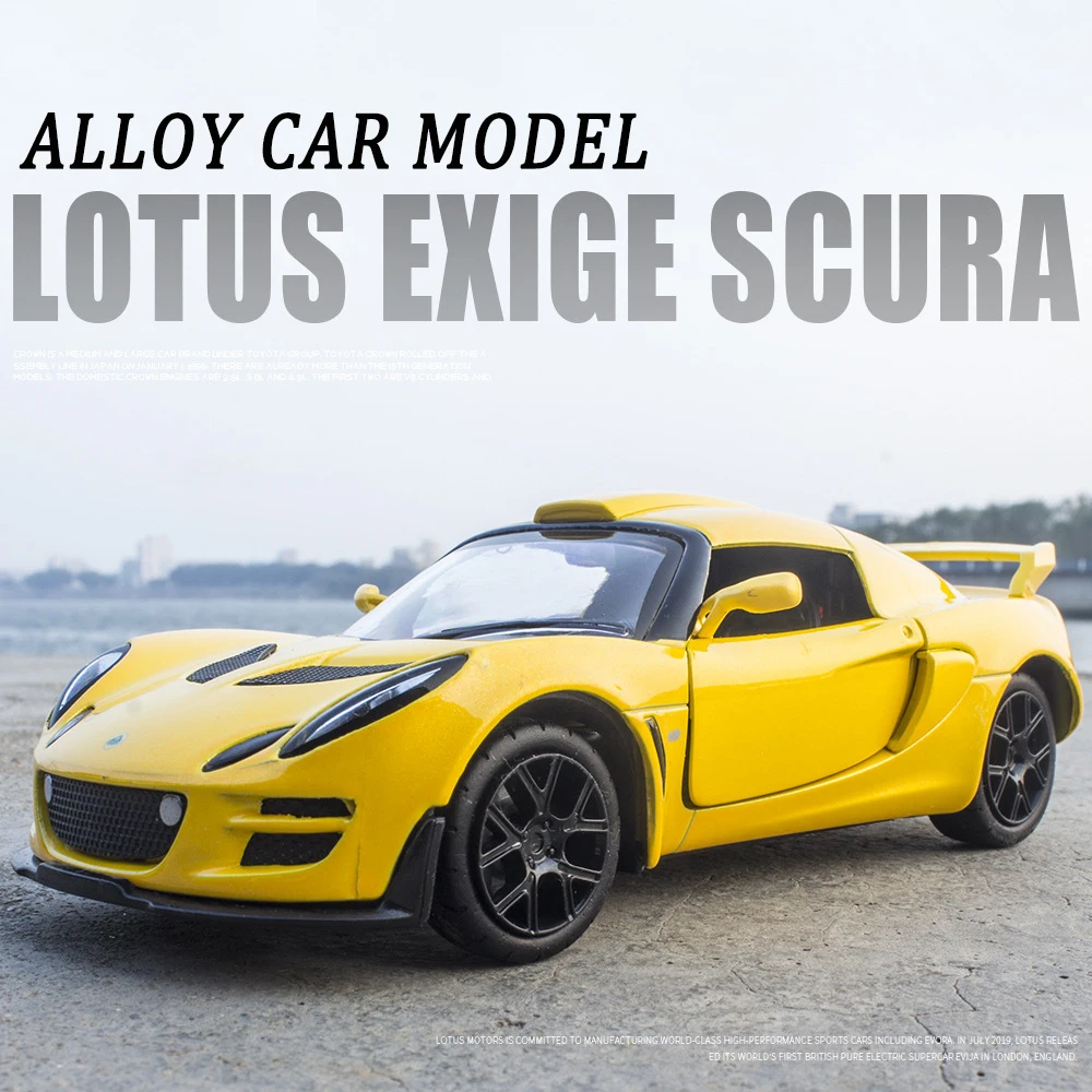 

1:32 Diecast Alloy Car Model Lotus Exige Scura Sportcar Miniature Metal Vehicle Collection Gifts for Boys Children Christmas Toy