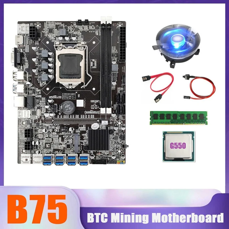B75 BTC Miner Motherboard 8XUSB+G550 CPU+DDR3 4G 1333Mhz RAM+CPU Cooling Fan+SATA Cable+Switch Cable B75 USB Motherboard
B75 BTC Miner Motherboard 8XUSB+G550 CPU+DDR3 4G 1333Mhz RAM+CPU Cooling Fan+SATA Cable+Switch Cable B75 USB Motherboard