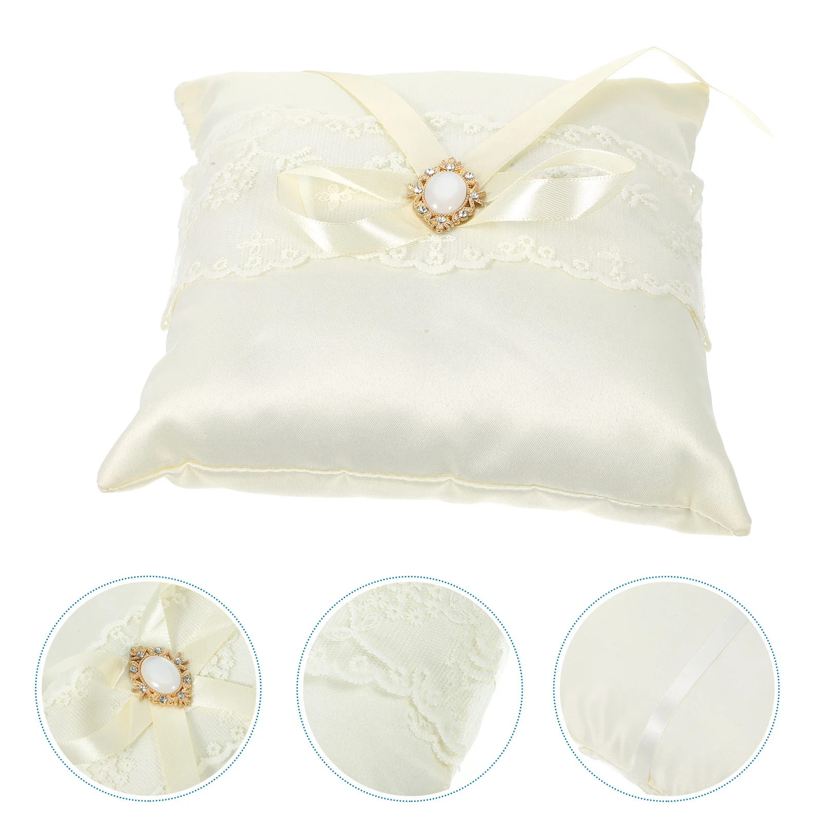 

Wedding Ring Cushion Pillow Pearls Decorations Bearer Pillows Rings Holder Box Engagement