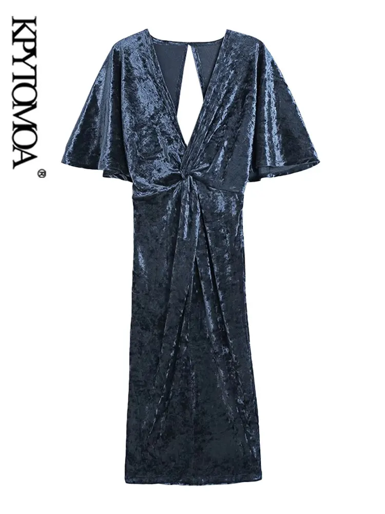KPYTOMOA Women Fashion Front Knotted Draped Velvet Midi Dress Vintage Short Sleeve Backless Female Dresses Vestidos Mujer
KPYTOMOA Women Fashion Front Knotted Draped Velvet Midi Dress Vintage Short Sleeve Backless Female Dresses Vestidos Mujer