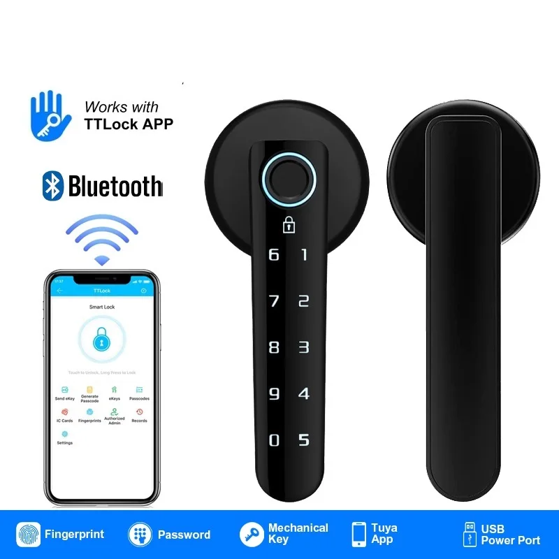 SmarDeer Fingerprint door lock with Bluetooth for TTLock Eletronic lock wiht Biometrics Fingerprint/Password/Key/App unlock
SmarDeer Fingerprint door lock with Bluetooth for TTLock Eletronic lock wiht Biometrics Fingerprint/Password/Key/App unlock