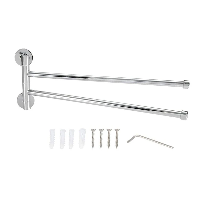 360 Degree Rotating Towel Rack Stainless Steel Bathroom Towel Rail 2-Arm Holder Wall Mounted Install Space Saving
360 Degree Rotating Towel Rack Stainless Steel Bathroom Towel Rail 2-Arm Holder Wall Mounted Install Space Saving