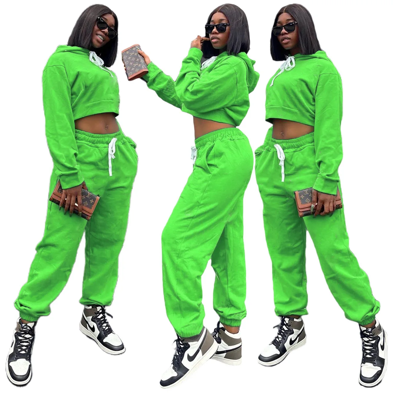 Women's New Fashion Japanese Neon Green Two Piece Sets Long Sleeve Loose Hooded Sweatershirts Drawstring Pants Matching Suits
Women's New Fashion Japanese Neon Green Two Piece Sets Long Sleeve Loose Hooded Sweatershirts Drawstring Pants Matching Suits