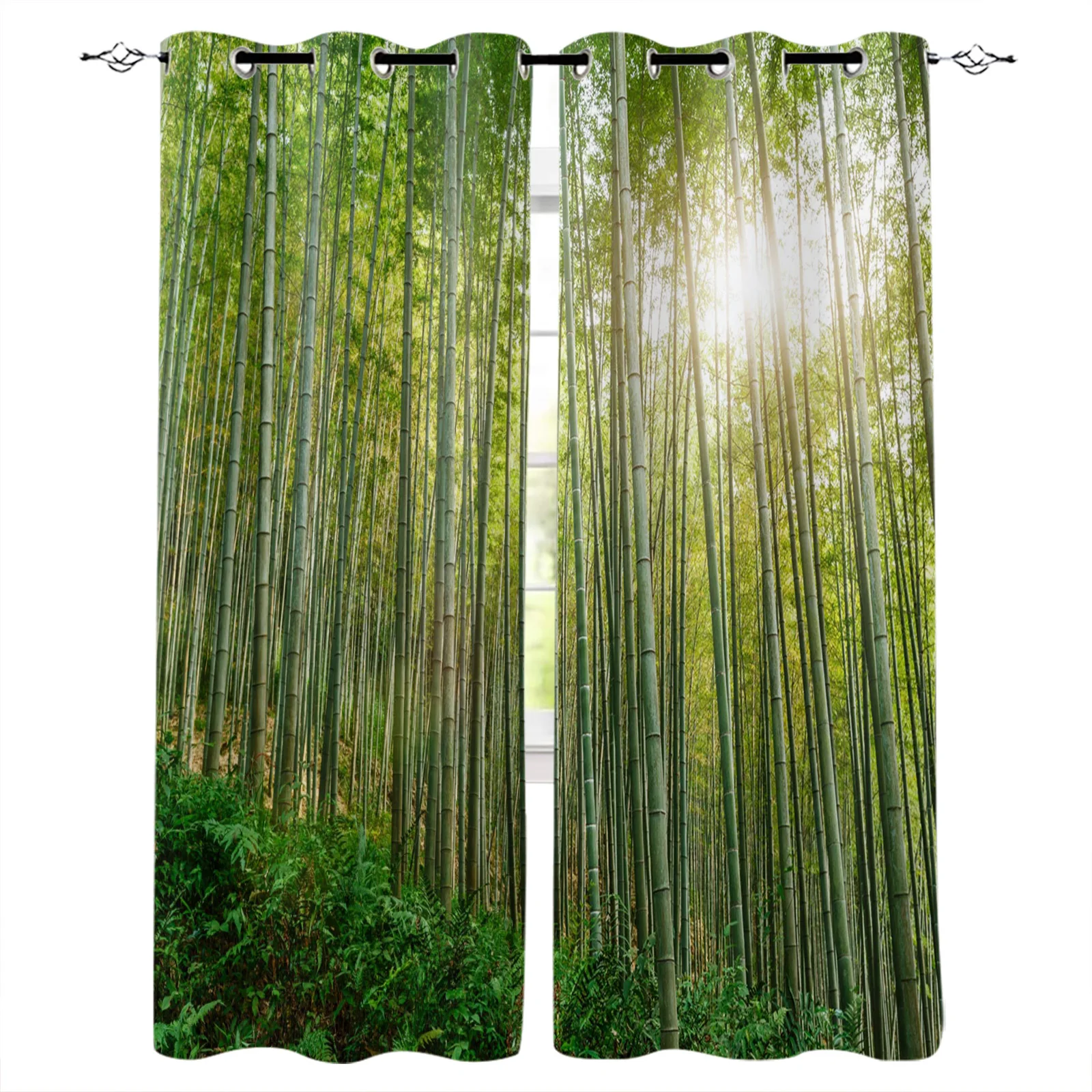 

Green Bamboo Forest Sunlight Summer Blackout Curtains Window Curtains For Bedroom Living Room Decor Window Treatments