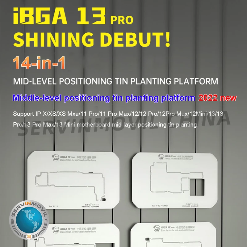 Тянущийся трафарет Mechanic iBGA 13 Pro 14 в 1 BGA, платформа для телефона, модель материнской платы, оловянный шаблон для посадки
Тянущийся трафарет Mechanic iBGA 13 Pro 14 в 1 BGA, платформа для телефона, модель материнской платы, оловянный шаблон для посадки
