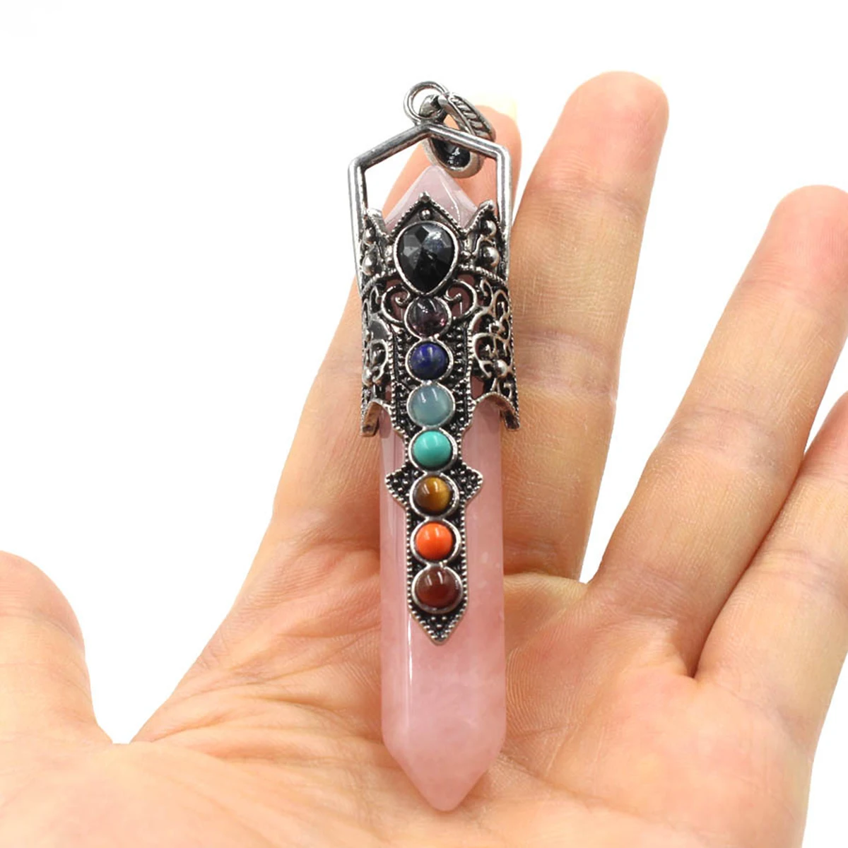 Hexagonal Natual Crystal Rose Quartz Stone Pendant Healing 7 Chakra Double Points Magic Spiritual Metal Necklace Reiki Gemstones
Hexagonal Natual Crystal Rose Quartz Stone Pendant Healing 7 Chakra Double Points Magic Spiritual Metal Necklace Reiki Gemstones
