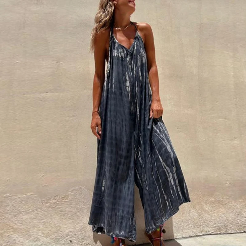 Vintage Female Pattern Print Halter Long Jumpsuit Women Backless V-neck Rompers Summer Casual Wide Leg Pants One Piece Overall
Vintage Female Pattern Print Halter Long Jumpsuit Women Backless V-neck Rompers Summer Casual Wide Leg Pants One Piece Overall