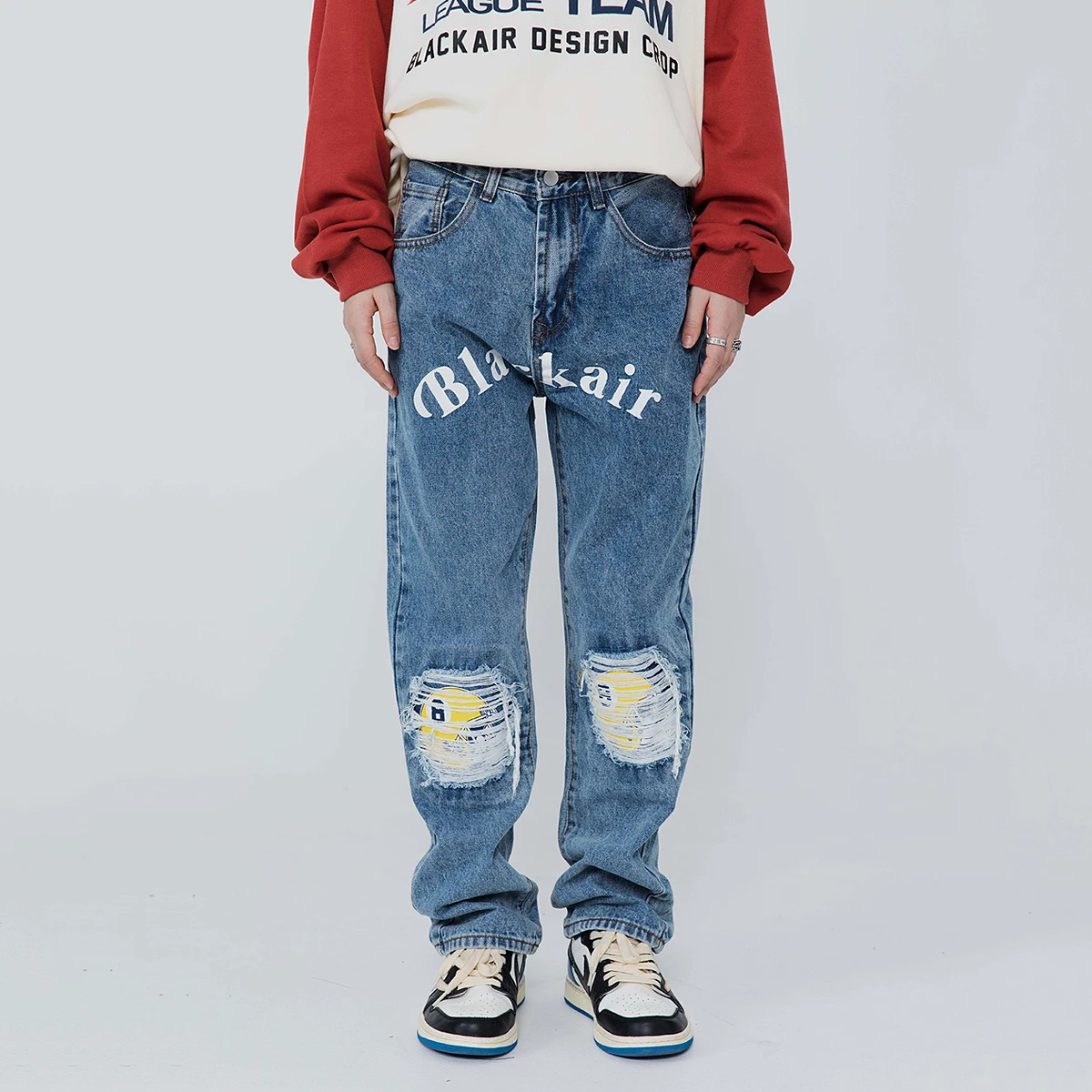 Men Jeans Street Hiphop Design Sense Niche Patch Ripped Jeans Men Retro High Street Straight Pants Street Clothing Ins Hot Sale
Men Jeans Street Hiphop Design Sense Niche Patch Ripped Jeans Men Retro High Street Straight Pants Street Clothing Ins Hot Sale